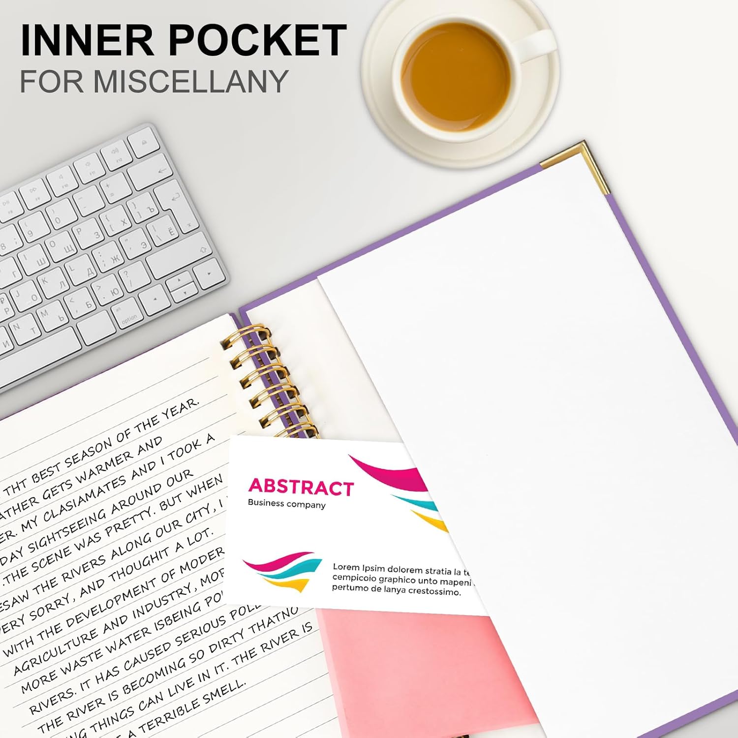 Lined Spiral Journal Notebook, A5 Hardcover Spiral Notebook for Work, 5.7''×8.2'', 100GSM Thick Paper Spiral Bound Journaling Notebooks for Women & Men Office School Note Taking Business, Purple - Image 5