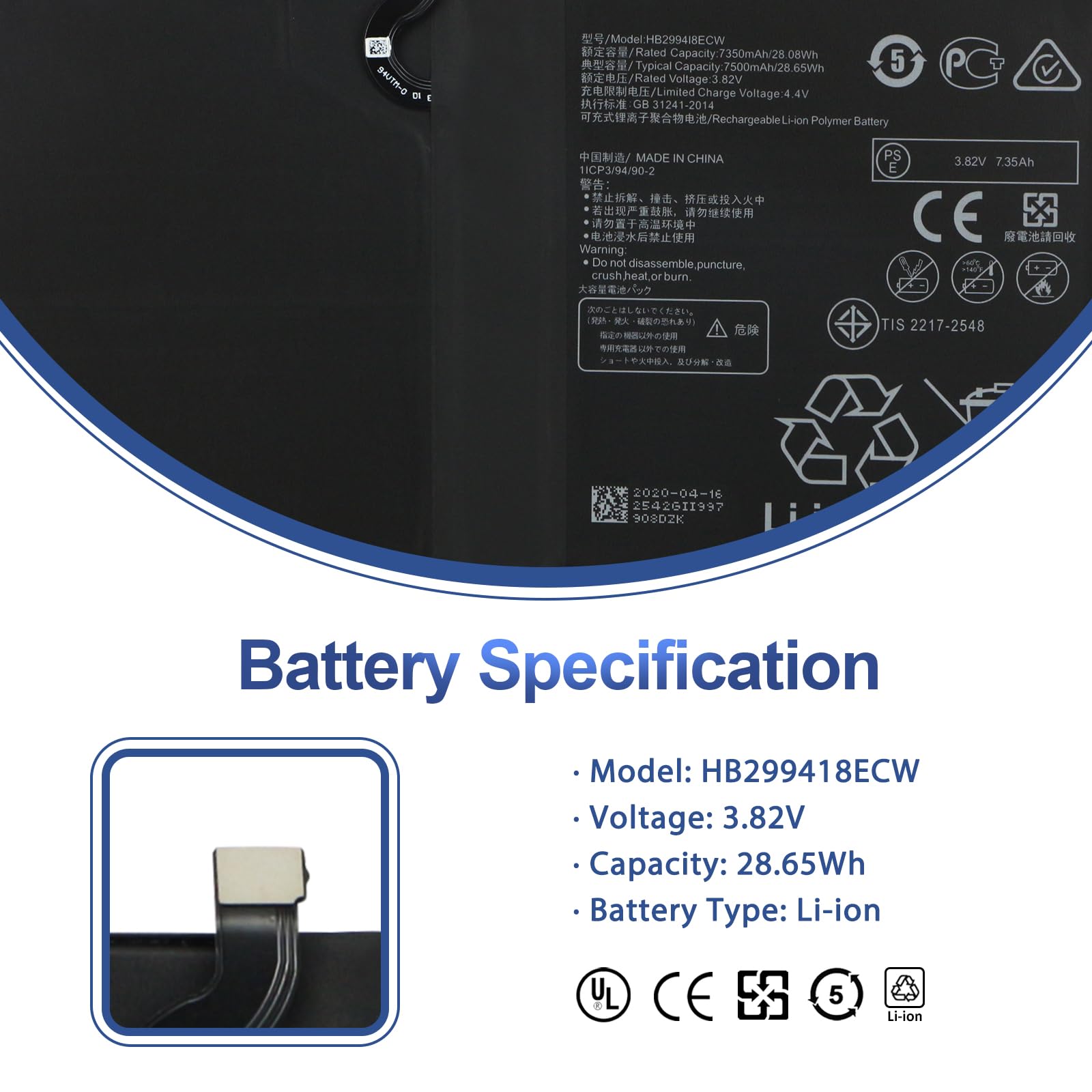Batteria Per Huawei Mediapad M6 10.8, M5 10.8, M5 Lite 10.1 - HB299418ECW, 7500mAh, Con Kit Cacciaviti - Foto 11