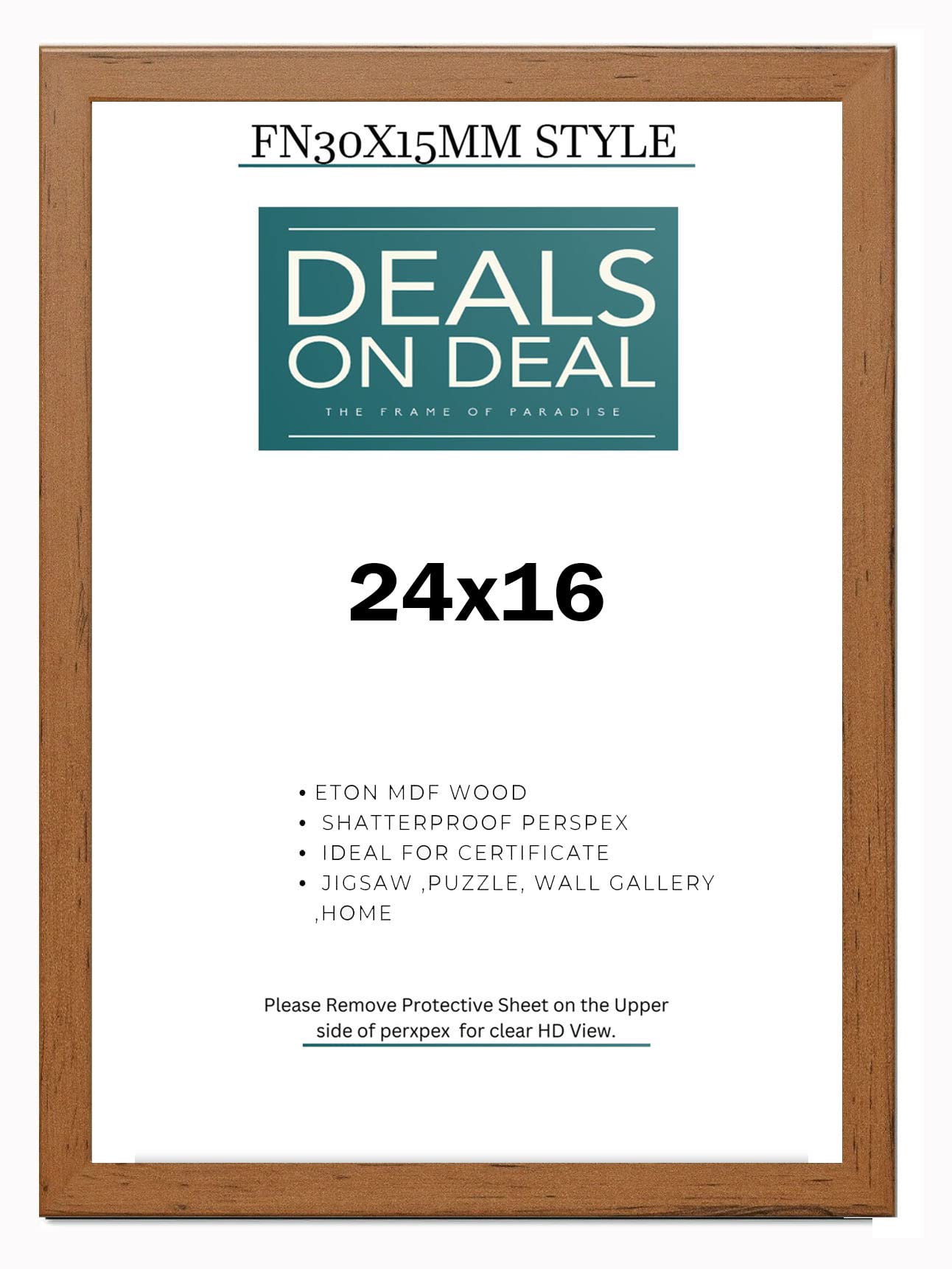 DEALS ON DEAL 24x16 inch Picture Frame Solid MDF Wooden Jigsaw Puzzle Poster Frame, High-end Modern Style, Made High Definition Acrylic Front for Wall and Tabletop Photo Display [WALNUT 24x16]