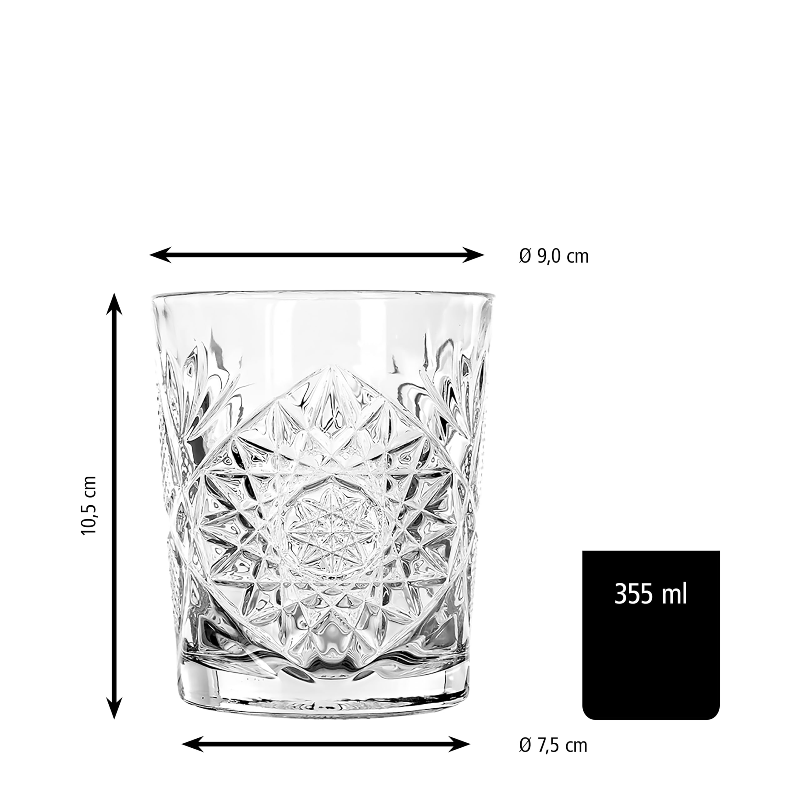 LIBBEY 70300 - Bicchiere da cocktail D.O.F. "HOBSTAR", 355 ml, set da 12 pezzi