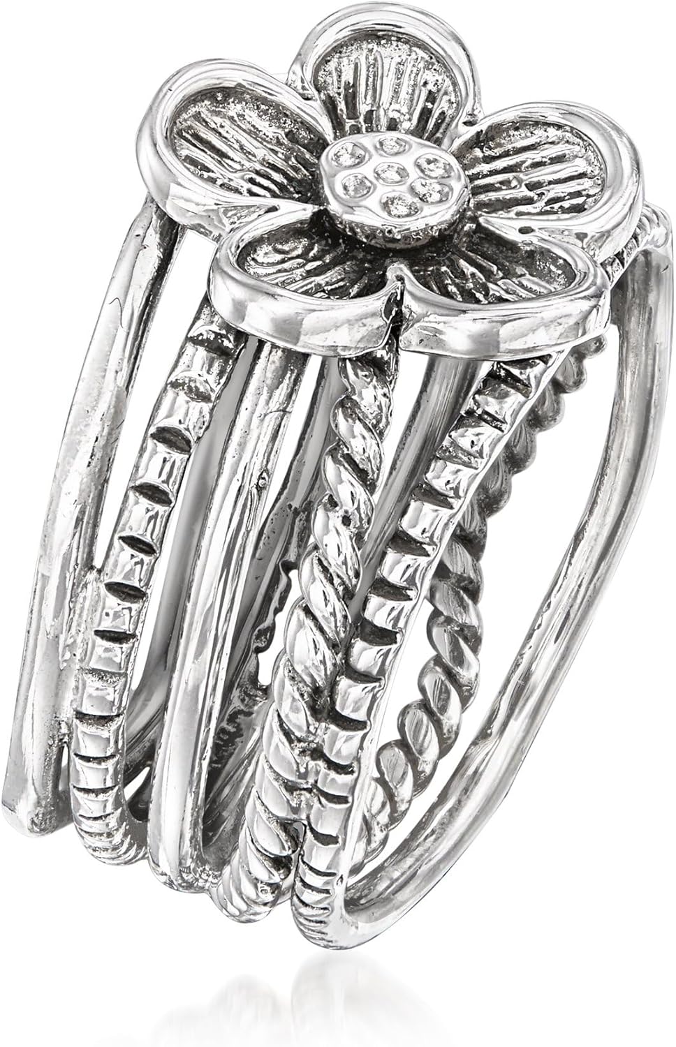 Ross-Simons Sterling Silver Multi-Row Flower Ring