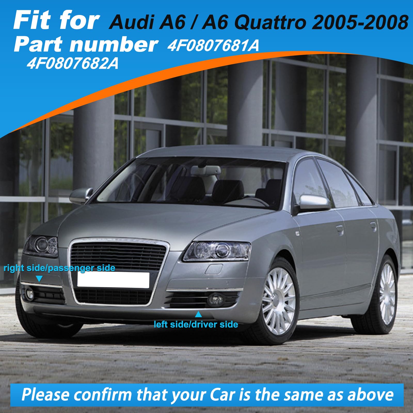 Nebelscheinwerfer Gitter Für Audi A6 C6 2005-2008 - 2 Stück Schwarz ABS