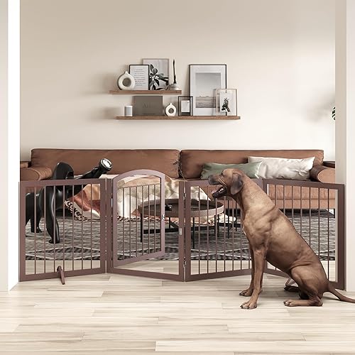 Miniatura 18 de JSB Puerta para perros de 192 pulgadas extra ancha de 30 pulgadas de altura con puerta de paso, puerta para mascotas completamente metálica Negro