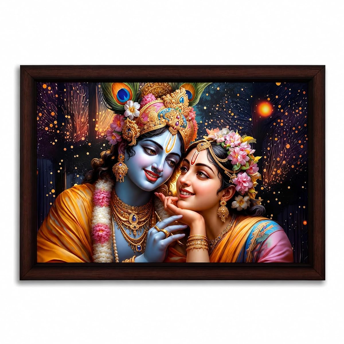 Masstone Radha Krishna Photo Frame Wall Painting, UV Textured (20x14in)
