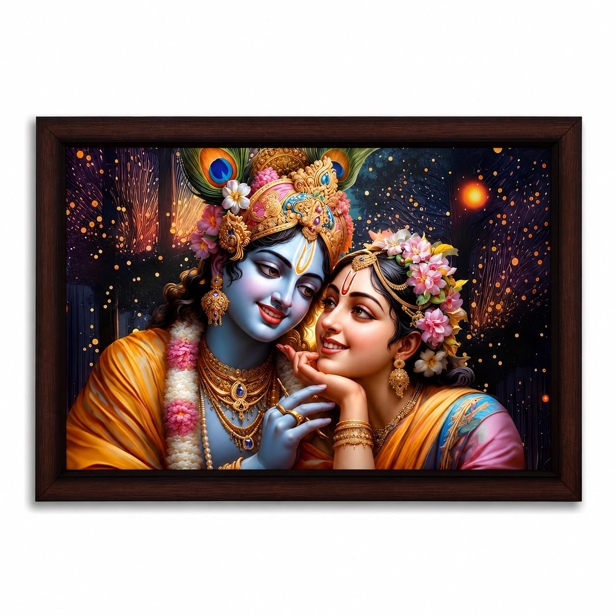 Masstone Radha Krishna Photo Frame Wall Painting, UV Textured (20x14in)