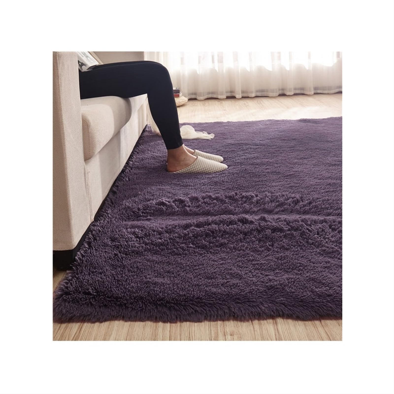 Tapis de salon chambre enfant moquette moelleuse violette 80x160