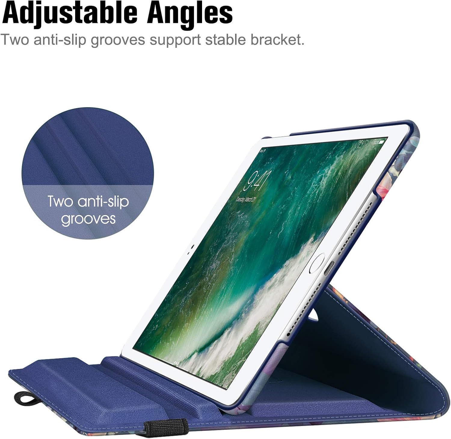 Fintie Rotating Case for iPad 6th / 5th Generation (2018 2017 Model, 9.7 inch), iPad Air 2 (9.7 Inch), iPad Air 1 (9.7 Inch) - 360 Degree Rotating Protective Stand Cover Auto Sleep, Blooming Hibiscus