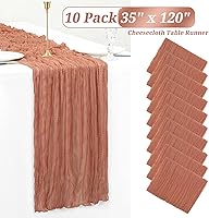 Vista 376 de Showgeous 10 Pack Baby Pink Cheesecloth Table Runner 10FT Long Semi-Sheer Gauze Table Runner Boho or Rustic Wedding Decor for Wedding Decor Arch
