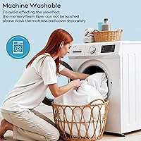 Vista 7 de OLANLY Cubrecolchón de espuma viscoelástica de doble capa de 4 pulgadas para dolor de espalda, funda de colchón refrescante de 2 pulgadas