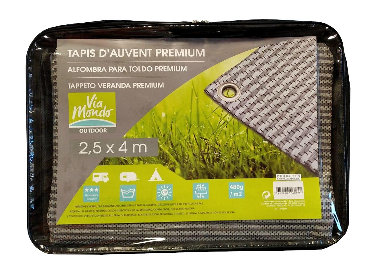 Arisol Zeltteppich Premium blau/grau Größe 250 x 400 cm, Farbe grau