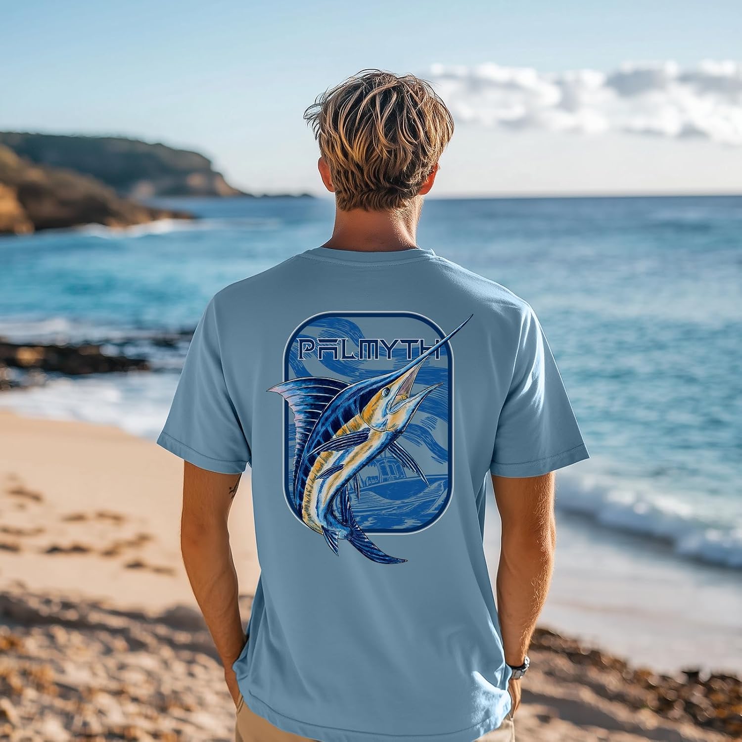 Palmyth Men's Fishing UPF 50+ Sun Protection Short Sleeve T-Shirt