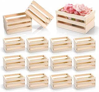 12 Pack 5" Mini Rustic Wooden Crates, Farmhouse Decorative Nesting Rustic Wood Storage Boxes Set for Kitchen Office Bedroom Closet Rustic Country Decor Display and Organization