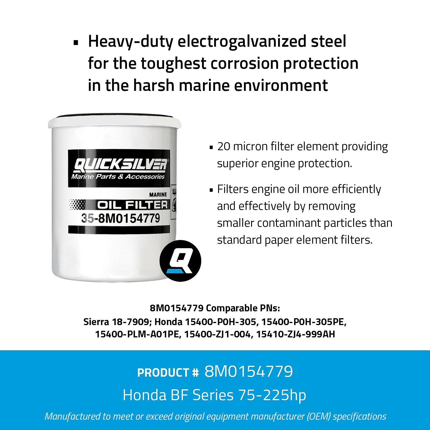 Amazon.com: Quicksilver 20 Micron Oil Filter for Select Honda 75