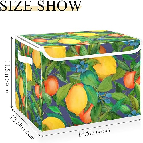 Miniatura 3 de Contenedores plegables de almacenamiento de frutas cítricas para ropa, contenedores de almacenamiento de tela con asa reforzada, organizadores de