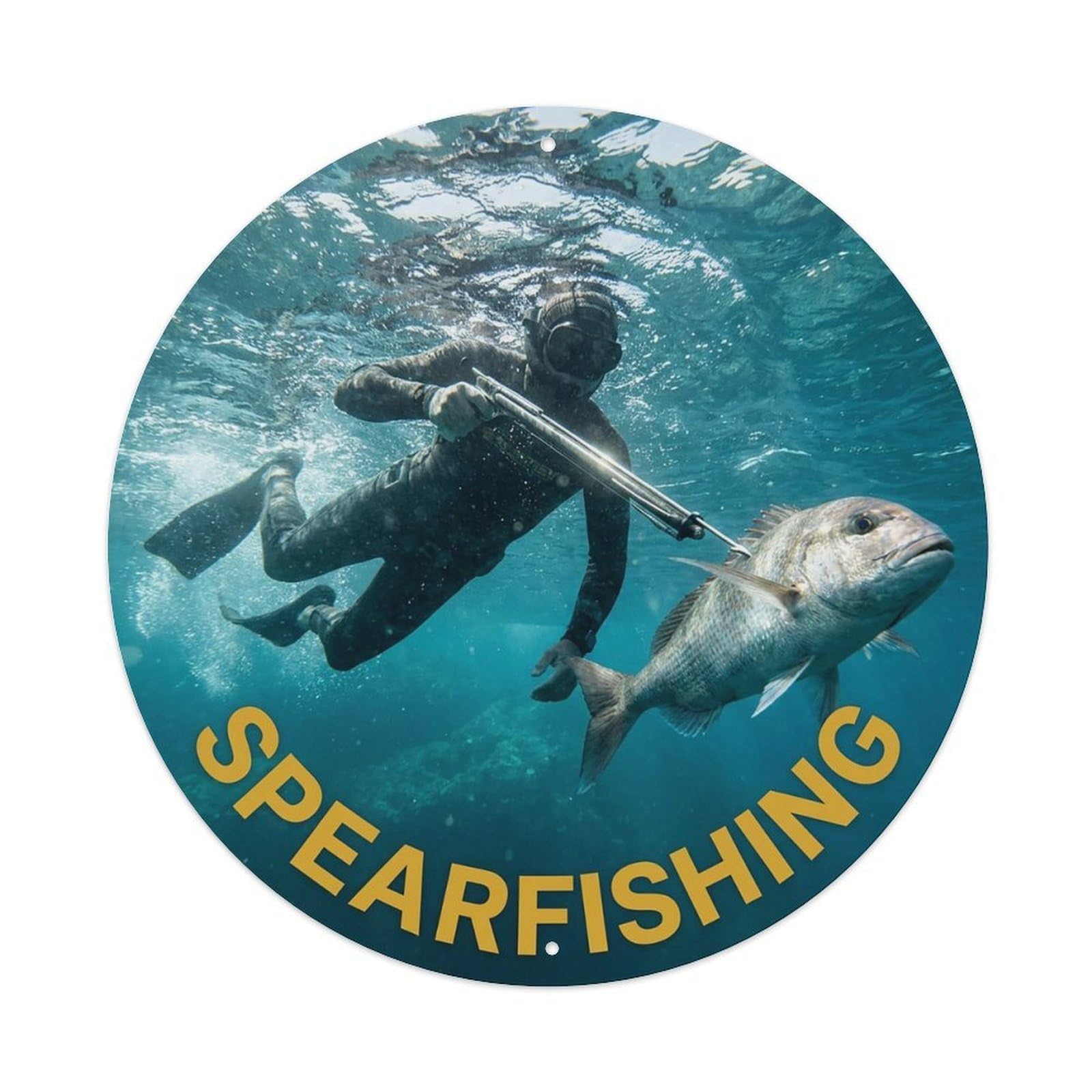 Vintage Spearfishing Extreme Sports Vintage Metal Tin Sign Plaque Wall Decor for Cafe, Club Bar, Office, Garden Metal Poster 8x8Inch