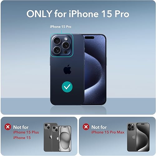Miniatura 2 de ESR Funda para iPhone 15 Pro, compatible con MagSafe, juego con 2 protectores de pantalla y protectores de lente individual, esquinas de protección