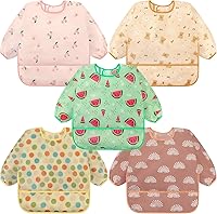 Vista 12 de Accmor 5 Pack Long Sleeve Bibs, Baby Smock Waterproof Sleeved Bib Smock for Baby Toddler 6-36 Months