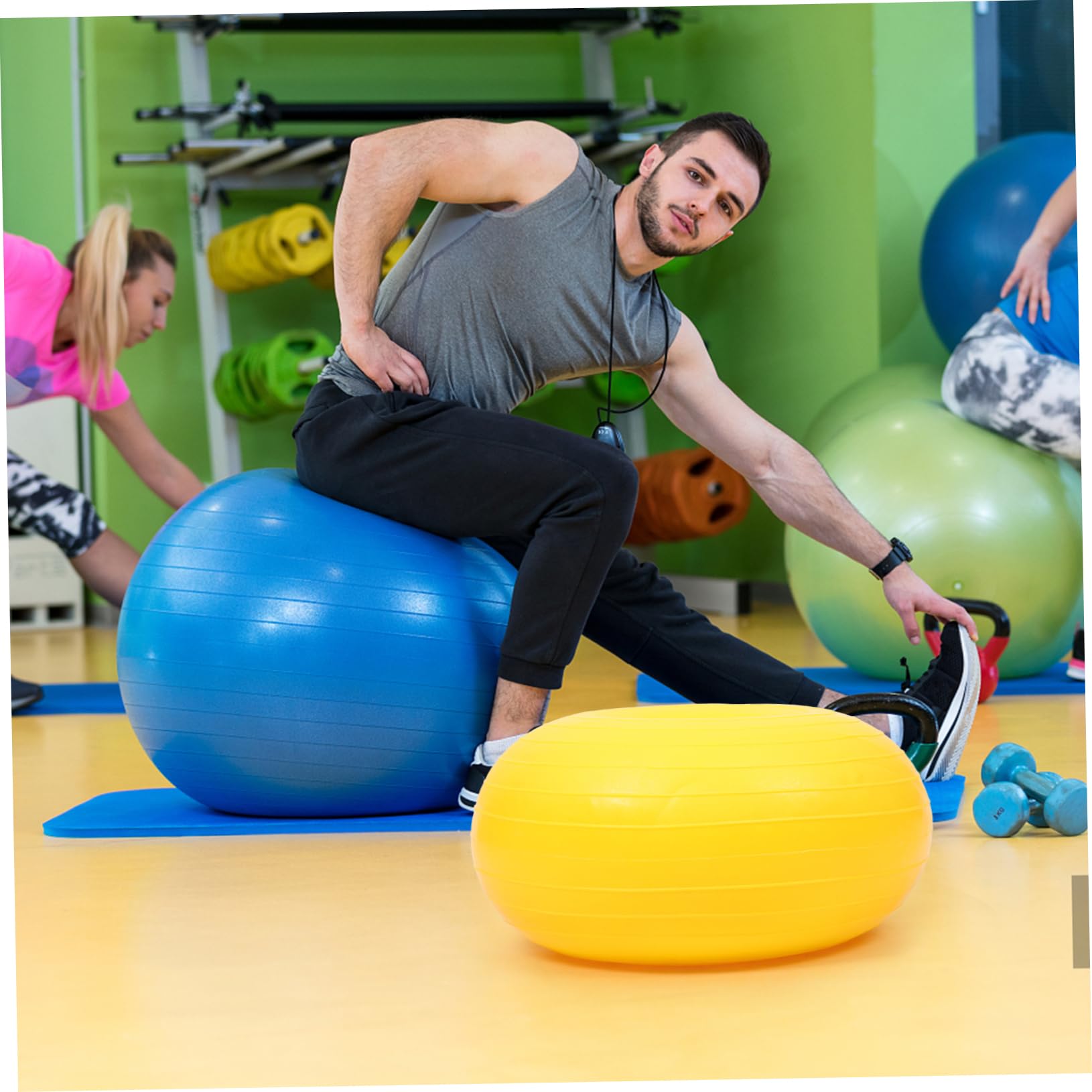 WOONEKY Pelota de Yoga de PVC para Pilates y Equilibrio Amarilla