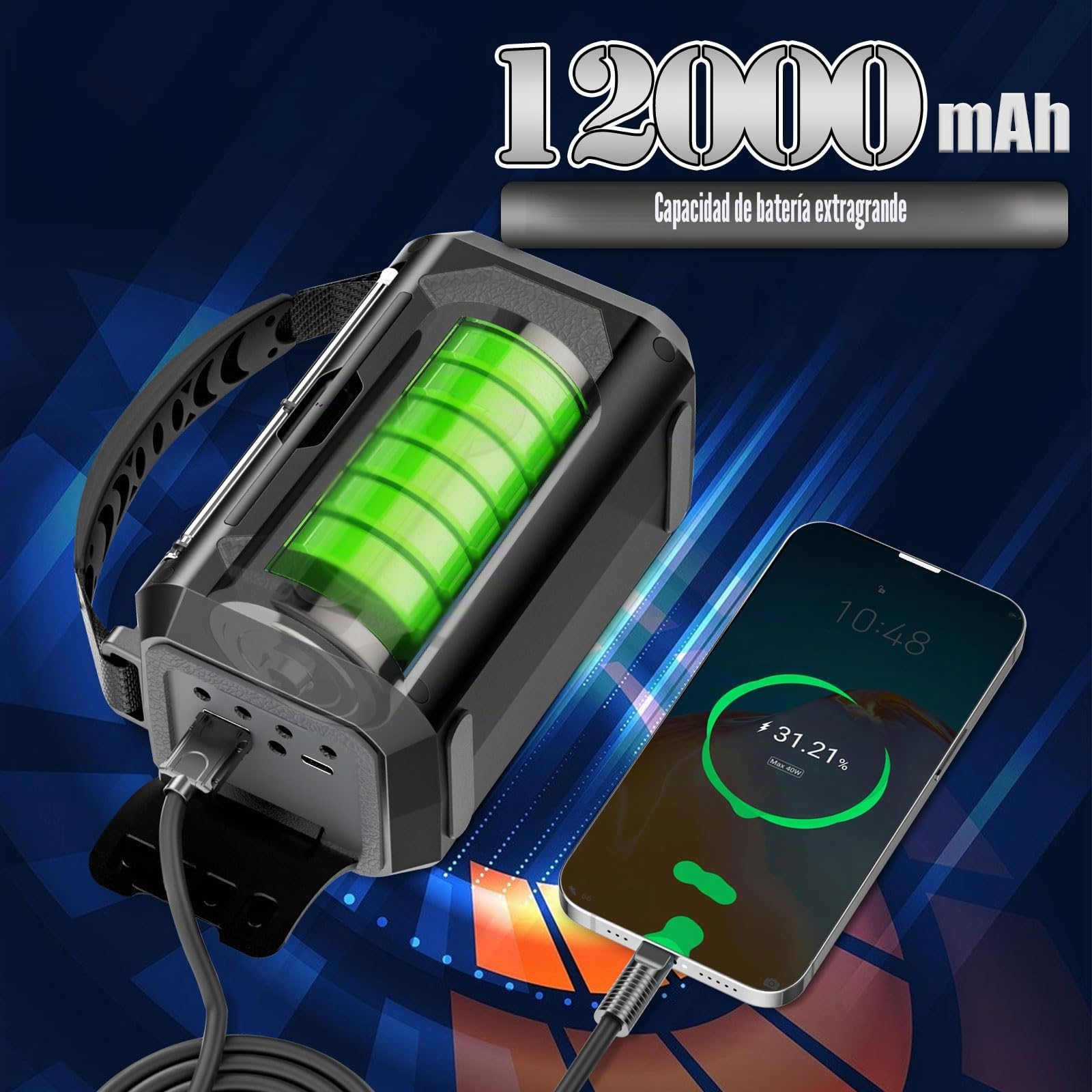 Wholede 12000mAh Radio Manivela, Am/FM Radio Portátil de Emergencia con Cargador para Móvil Radios Solar Kit de Emergencia Dinamo con Linterna SOS Alarma para Camping, Ourdoor