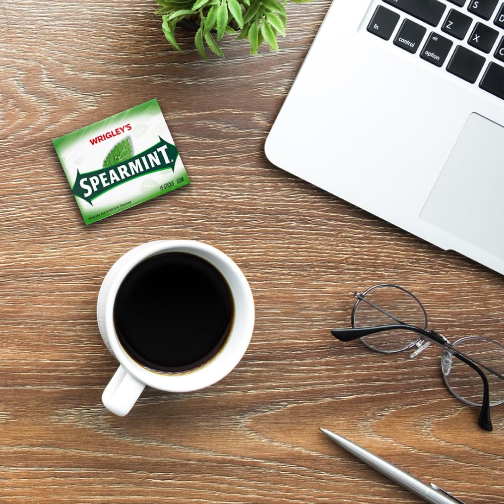 WRIGLEY'S Spearmint Chewing Gum Bulk Pack - Individually Wrapped Gum, Bulk Pack of 10, 15-Stick Packs