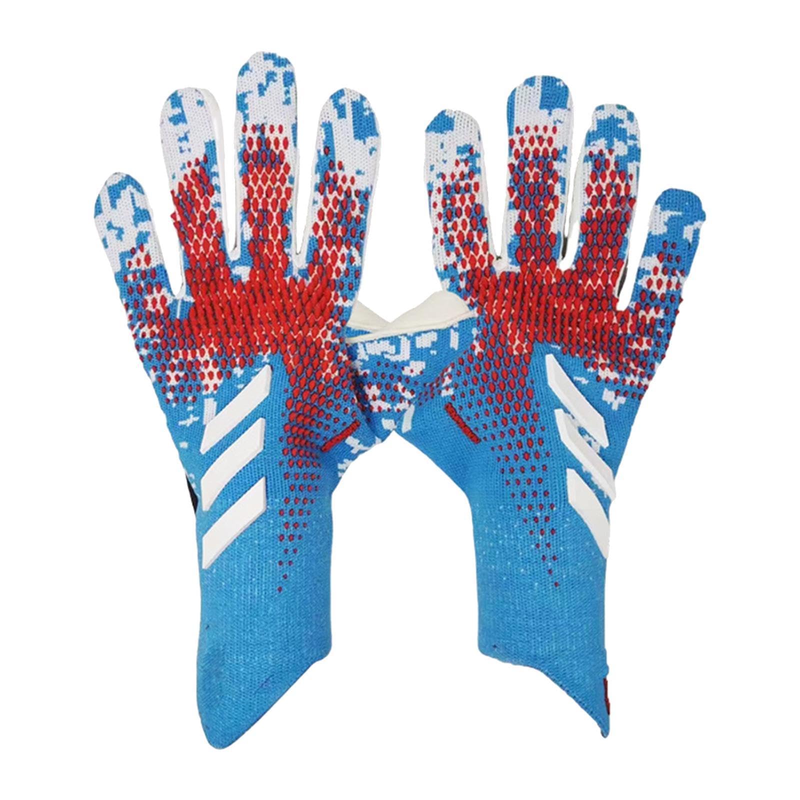 Soccer Goalkeeper Gloves Anti Slip Hand Protector for Outdoor Games Supplies Size 8 Blue and White-image-43