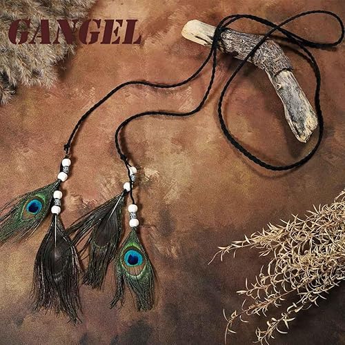 Gangel Diadema de plumas indias hippie con borla de pavo real, cuerda de cáñamo para bailes de máscaras, disfraz de carnaval, tocado lateral disponible en Yaxa Costa Rica