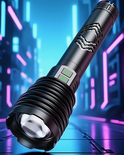 Potentes linternas de 600000 lúmenes altos, batería de 10000 mAh  6 modos con carga rápida, linterna recargable súper brillante IP67 impermeable y