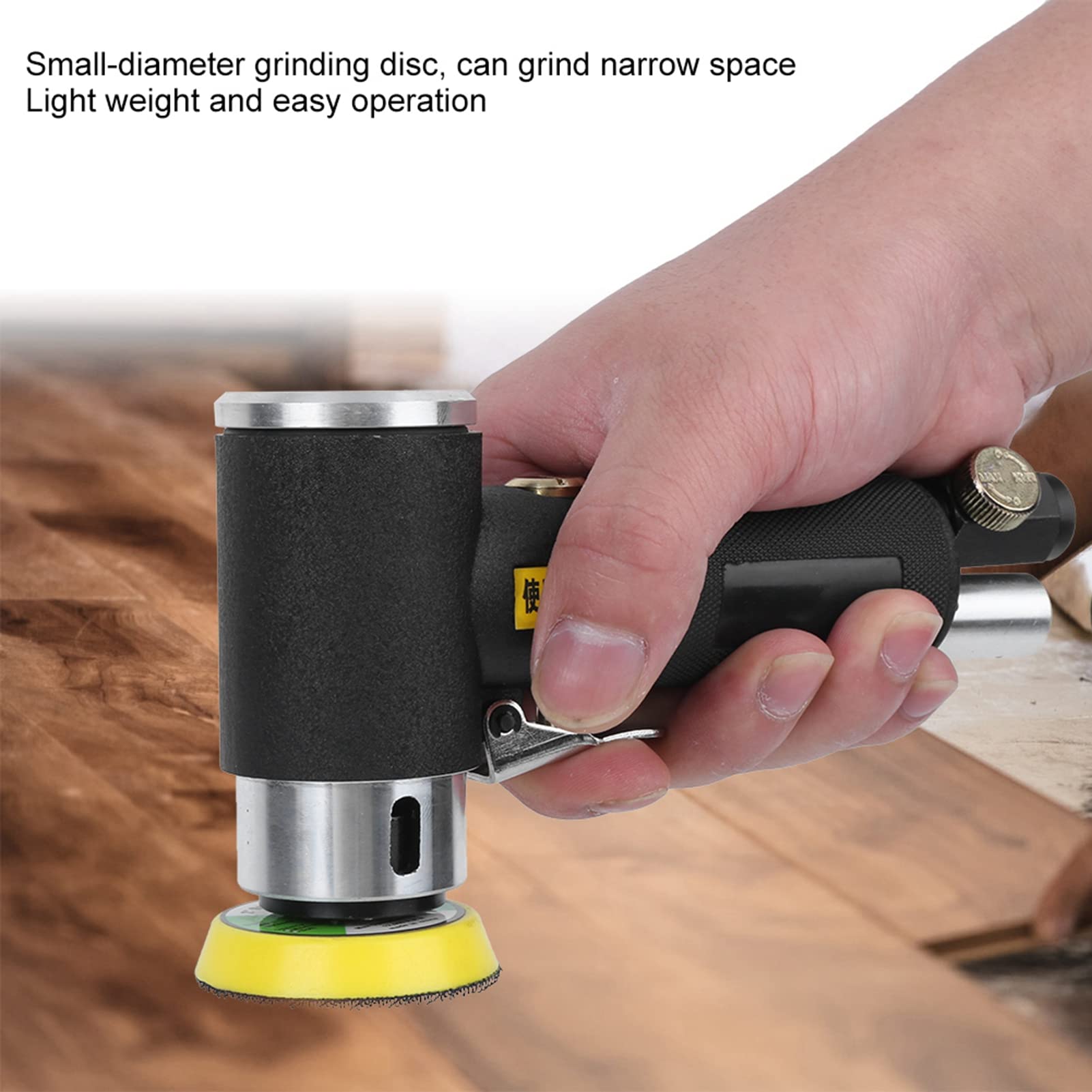 Lijadora de aire SustVita con velocidad sin carga de 1500 RPM, pulidora neumática de 6 CFM con entrada de 1/4 de pulgada, incluye almohadillas de 2 y 3 pulgadas para esquinas