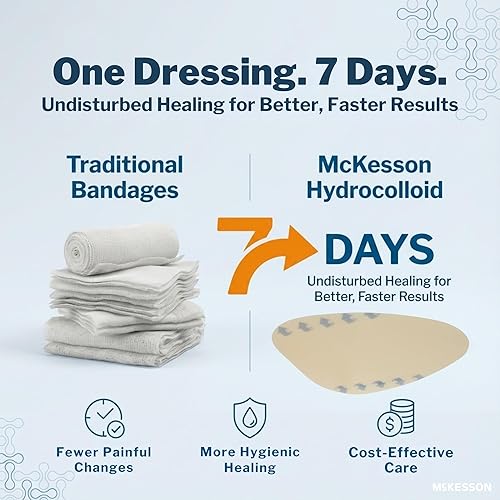 Miniatura 6 de McKesson Aderezo hidrocoloide, estéril, sacro, delgado, 6 x 7 pulgadas, 10 unidades, 20 paquetes, 200 en total