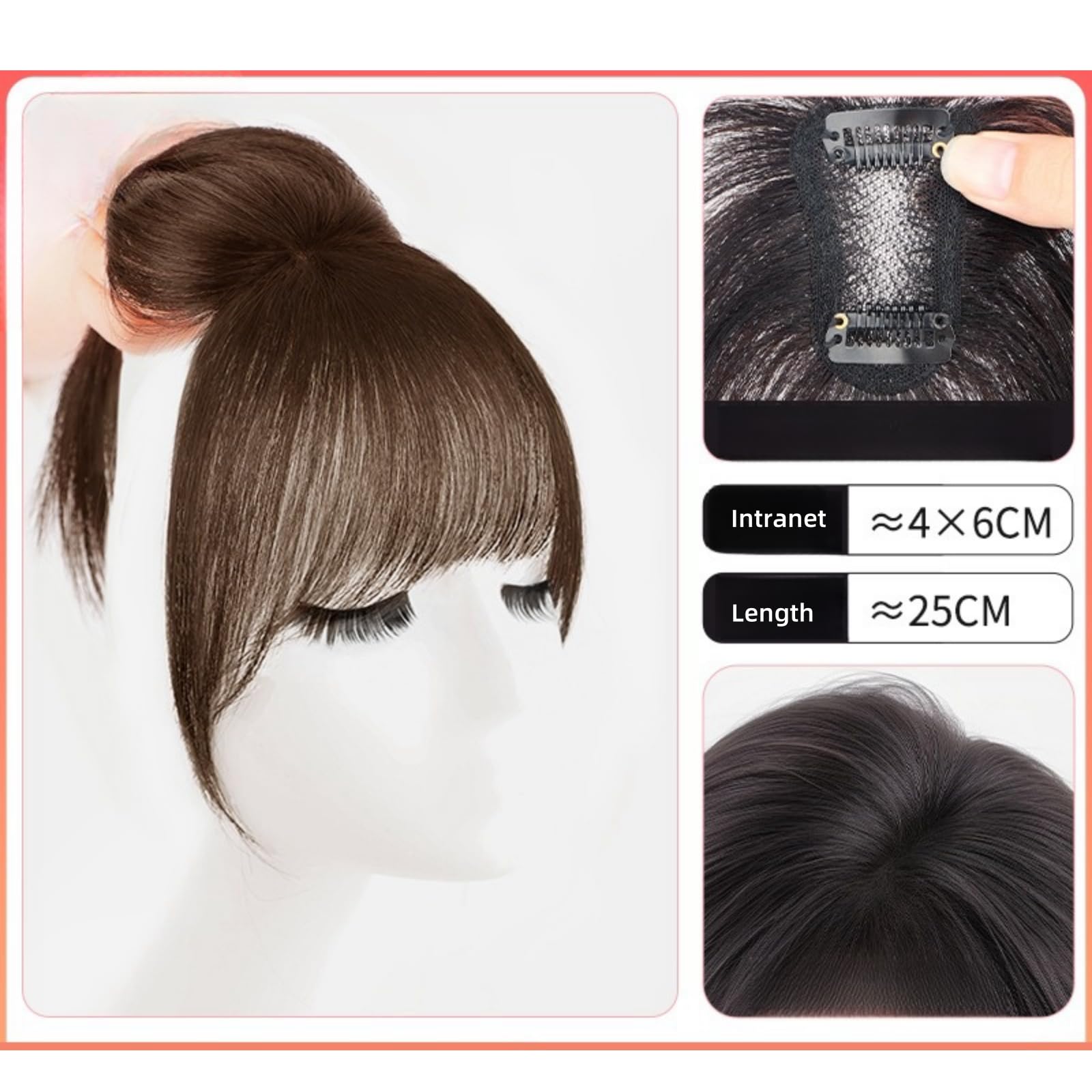 Marrone,10 inch,Xytraiihw Extension per frangia da donna, capelli veri, extension per capelli 100% capelli umani, frangia per capelli veri, per extension per capelli per perdita di capelli