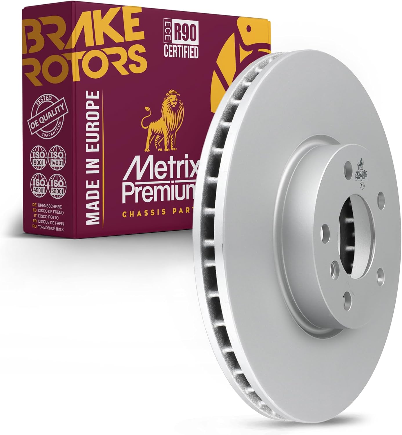 Metrix Premium Chassis Parts - 13.07 inch (332 mm) Front Coated Vented Disc Brake Rotor Fits 2007-2018 BMW X5, 2011-2019 BMW X6, Replacement 980590FZN, Made in Europe