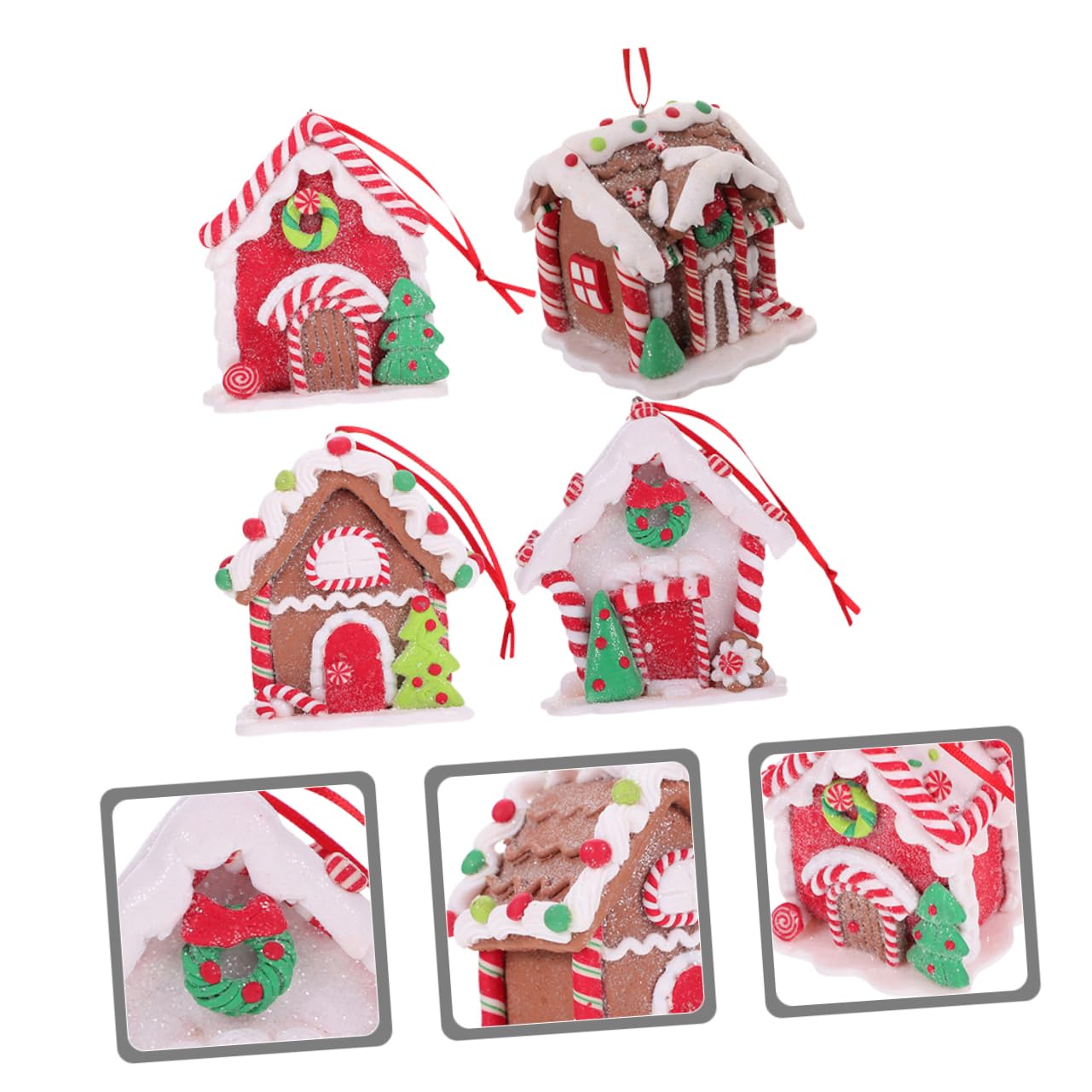 ORFOFE 4piezas Adornos Colgantes De Casa De Jengibre para Decoración De Árbol De Navidad y Fiesta Accesorios Navideños para Escritorio y Hogar