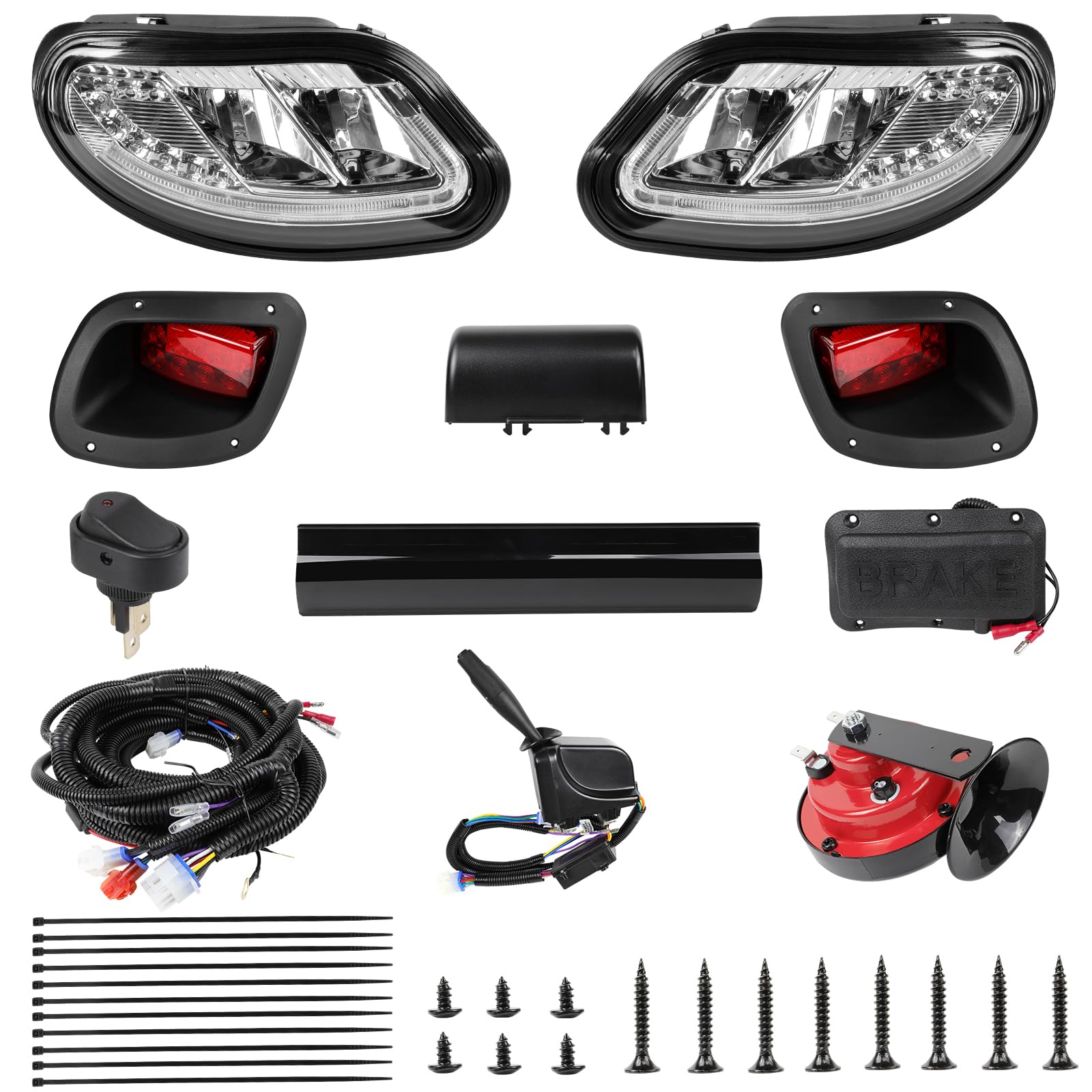 Photo 1 of ***PARTS ONLY*** Deluxe Golf Cart LED Headlight Tail Light Kits Fit for 2014-Up EZGO Freedom/TXT T48/ EZGO Valor Gas & Electric (12V), Street Legal Golf Cart Lights Kit with Turn Signals Kits, Brake Lights, Horn