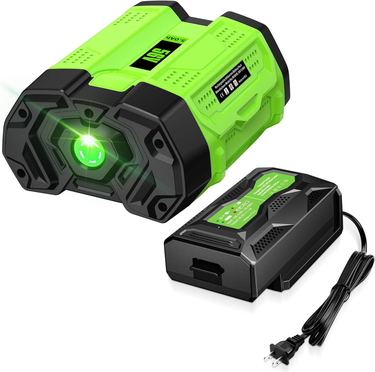 Replacement for EGO 56V Battery and Charger Combo BA1400 56V 5.0Ah Lithium-Ion Battery and CH2100 Charger Set
