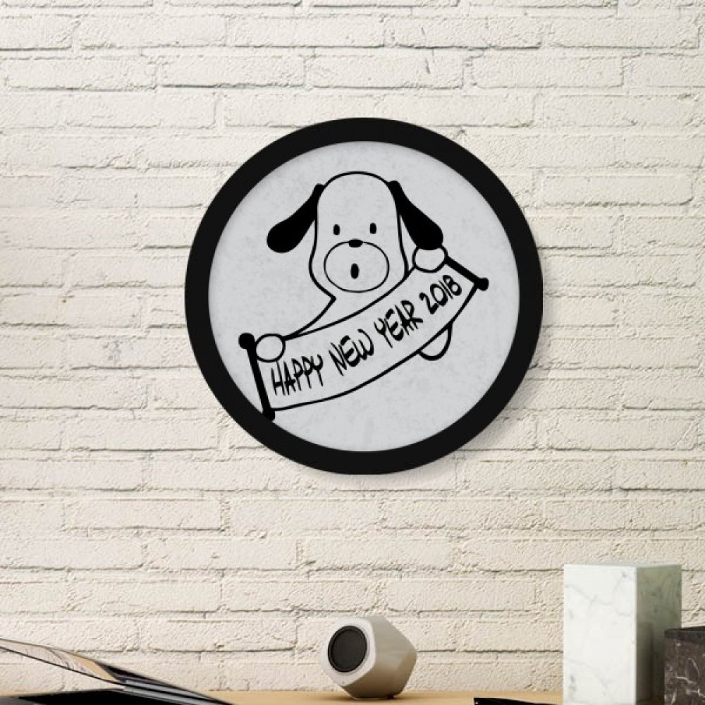 Cadre photo Bonne année Chien adorable mini tableau sticker noir décoration murale salon