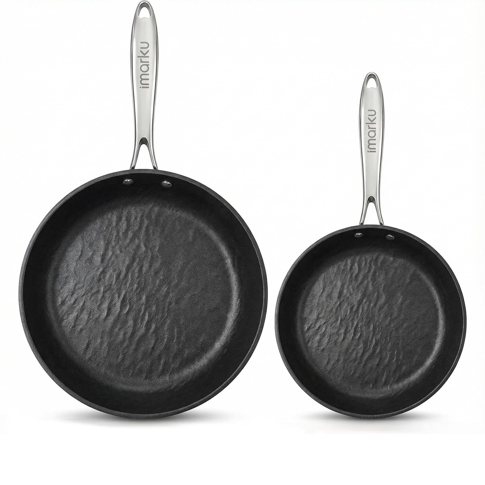 imarku Non Stick Frying Pans Set - 8 &amp; 10 inch Nonstick Skillets Used for Cooking Egg Omelette, Cool Stainless Steel Handle, Oven Safe, Dishwasher Safe