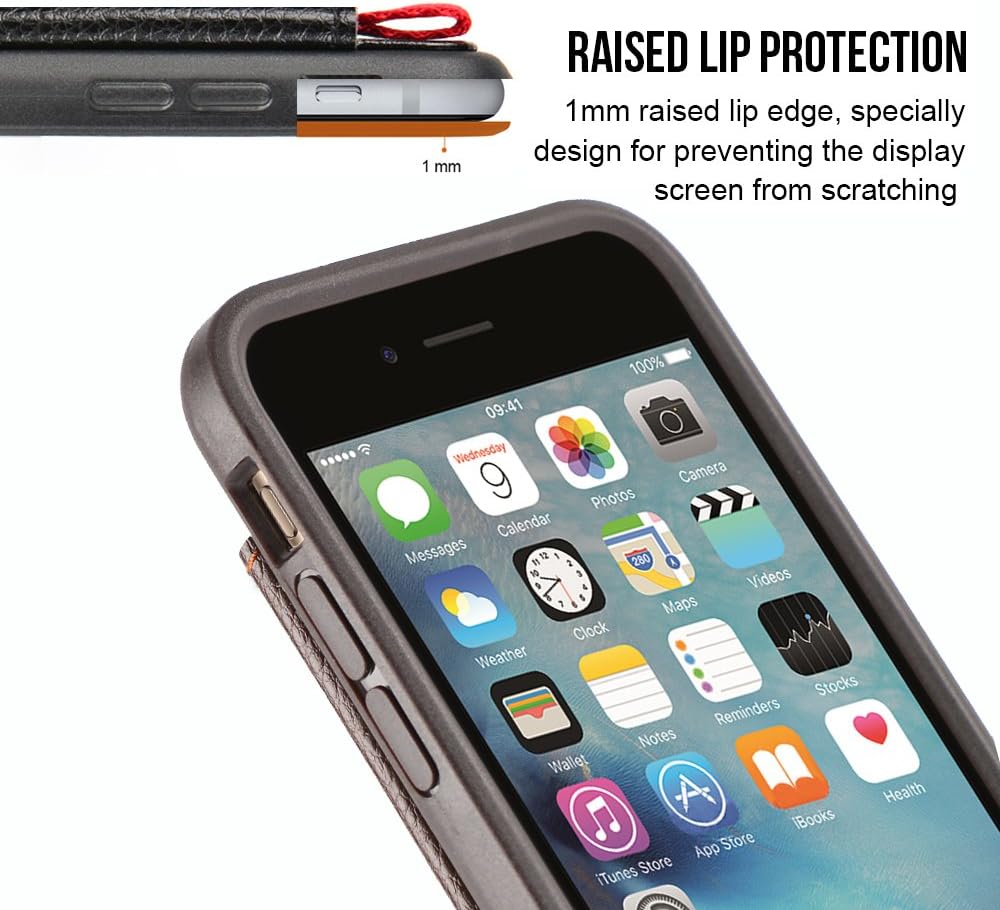 iPhone 7 Slim Wallet Case, iPhone 8 Credit Card Holder Case, LAMEEKU Shockproof iPhone 7 Leather Case, Protective Kickstand Cover for Apple iPhone 8 4.7"
