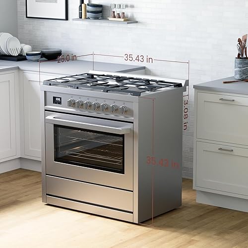 Miniatura 3 de Rangaire RRG361TS Cocina de Gas de 36" con Temporizador - Acero Inoxidable, Quemadores Sellados, Ventilador de Convección, Estantes de Fácil Alcance