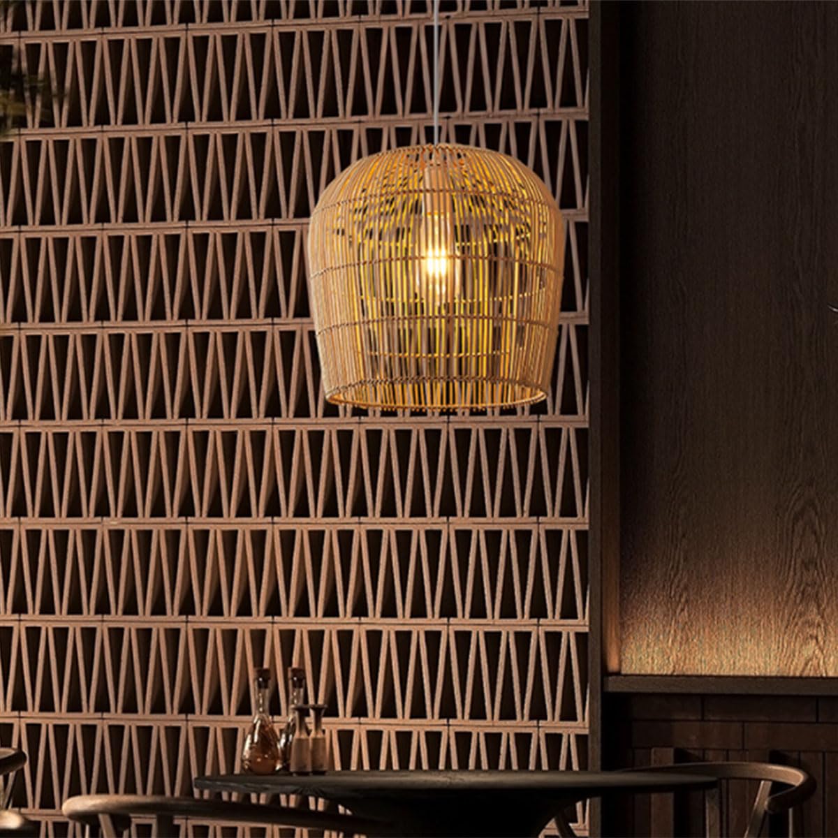 Naturalna rattanowa klatka wisząca lampa wisząca ręcznie tkana pionowa lampa wisząca w paski boho styl sypialnia wyspy kuchenne żyrandol