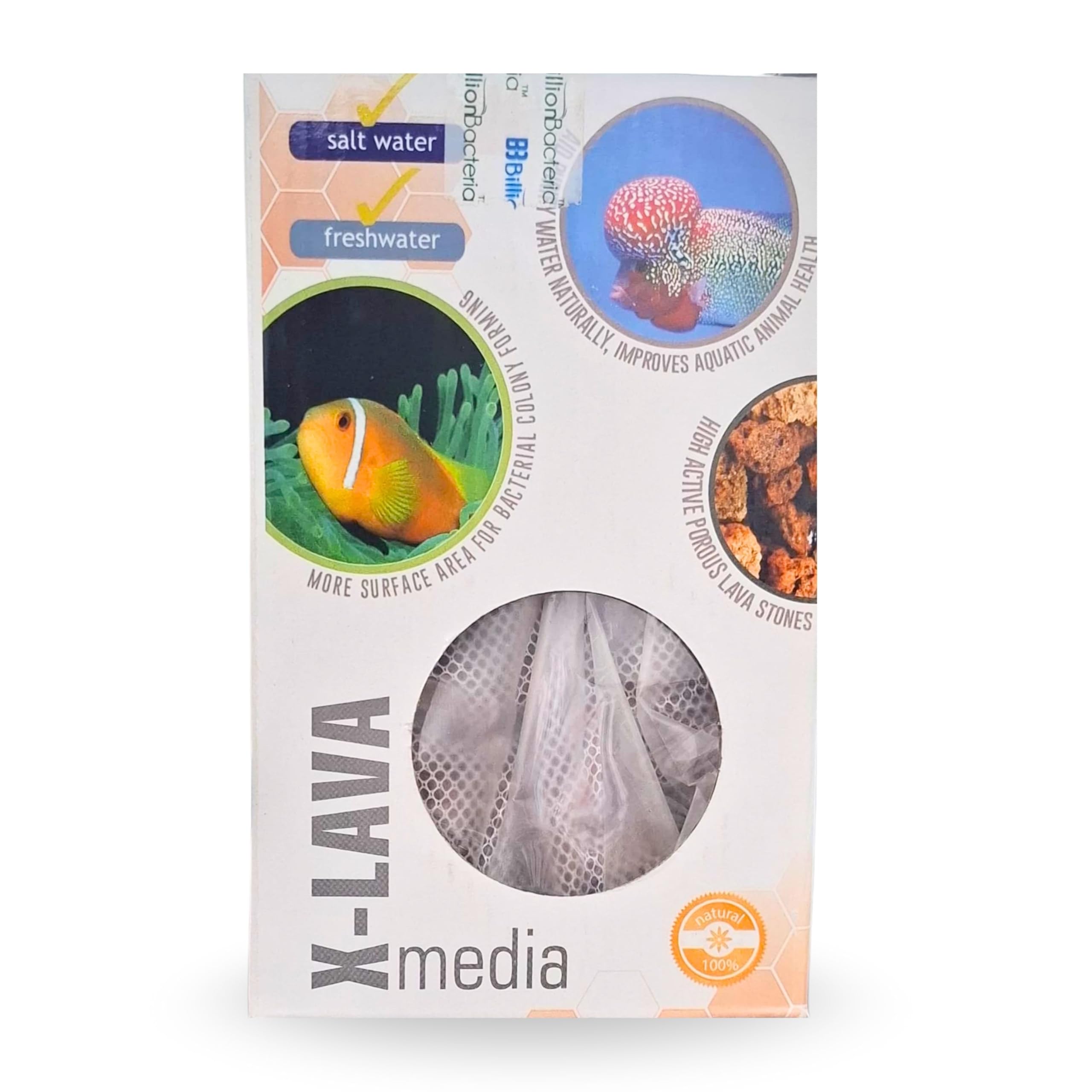 Aquatic Remedies Natural Filter Media for Marine and Fresh Water Aquariums with Free Key Ring, 800ml (X-Lava, Pack of 1)