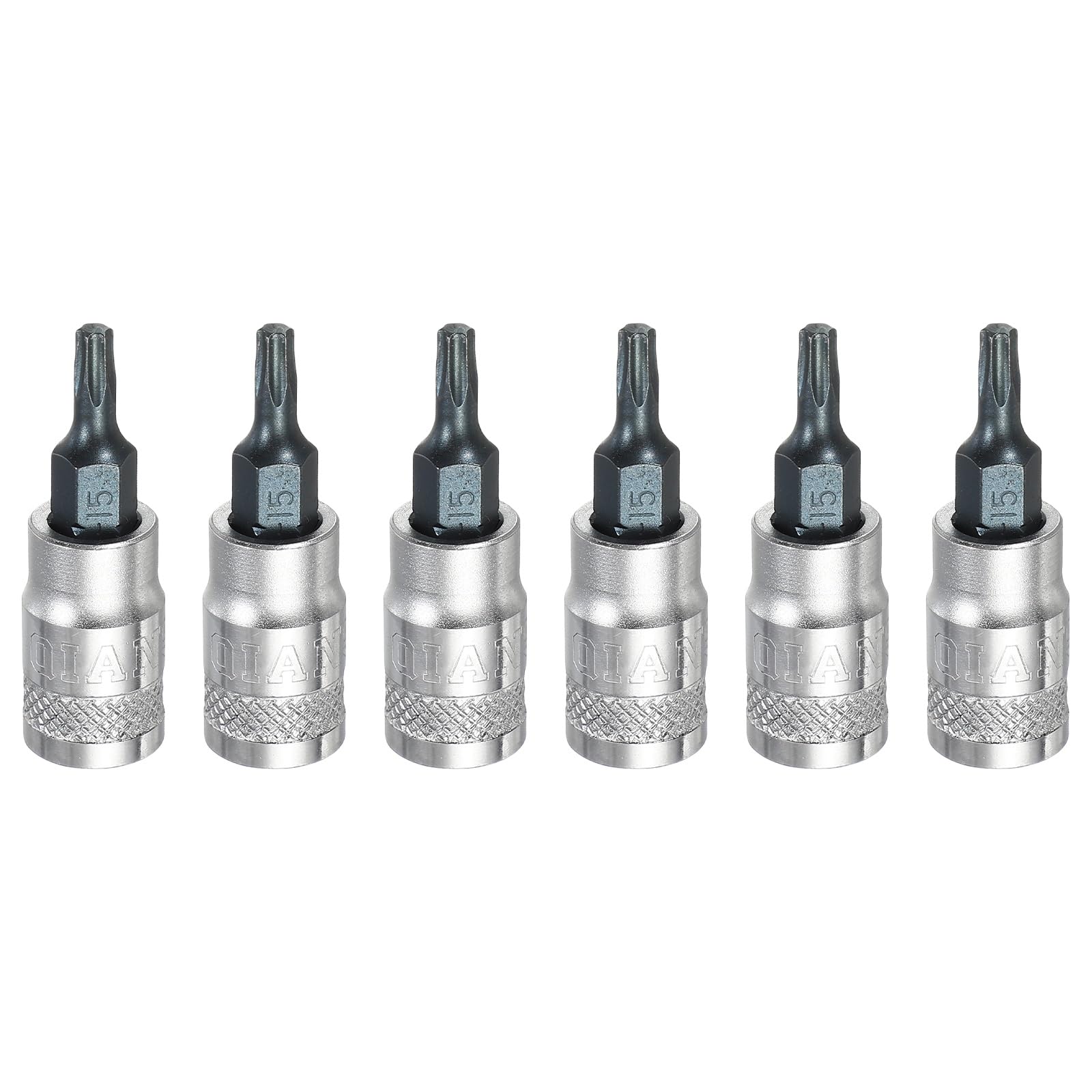 sourcing map 6Pcs Torx Bit Socket 1/4" Drive T15 S2 Steel Star Head Screwdriver Drill Bits CR-V Steel Socket Adapter for Home Auto Axle Hex Nuts Bolts Repair