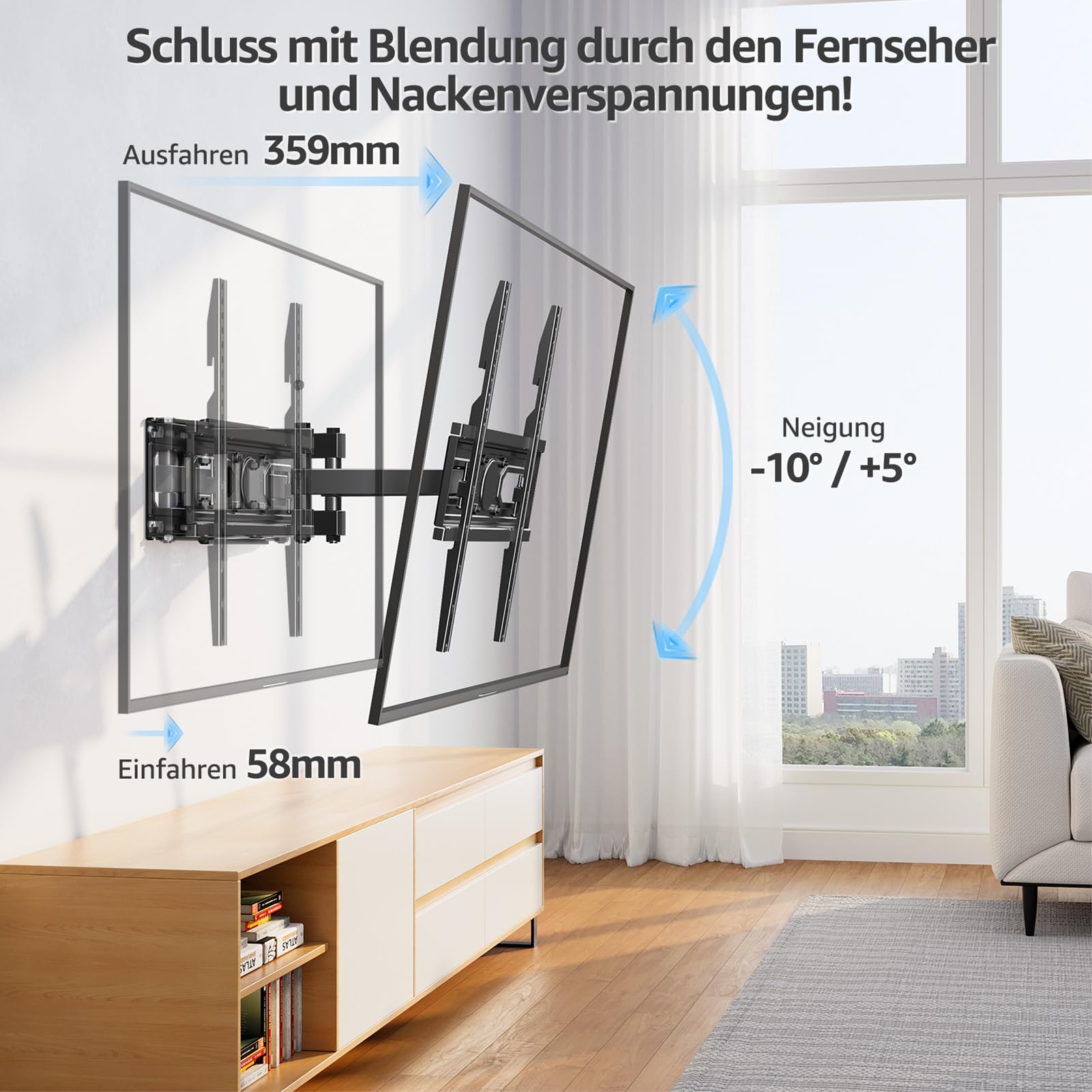MOUNTUP TV Wandhalterung Schwenkbare Neigbare TV Halterun für 26-70 Zoll Flach & Curved LCD LED Fernseher bis zu 45kg, Max VESA 400x400mm
