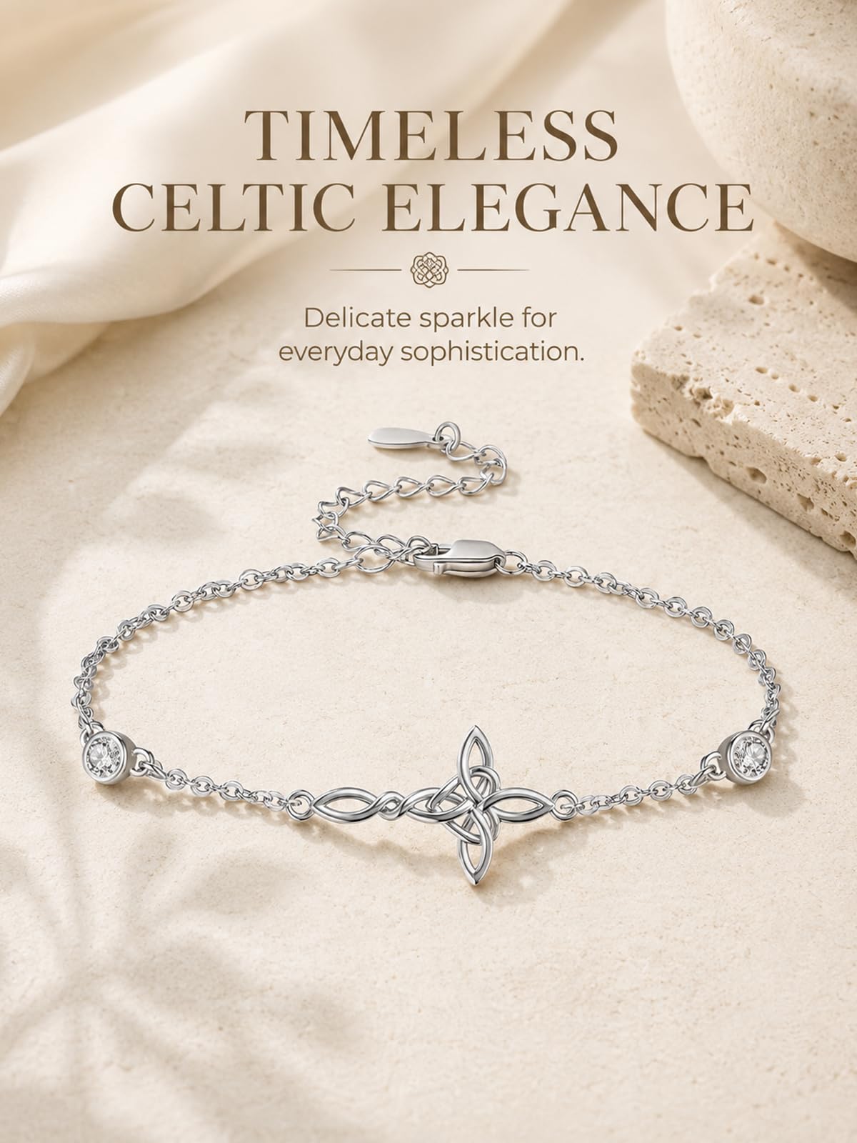 KINGWHYTE Bracciale a forma di croce in argento Sterling 925 con nodo celtico, gioiello da donna, regalo per compleanno, Natale, San Valentino, anniversario