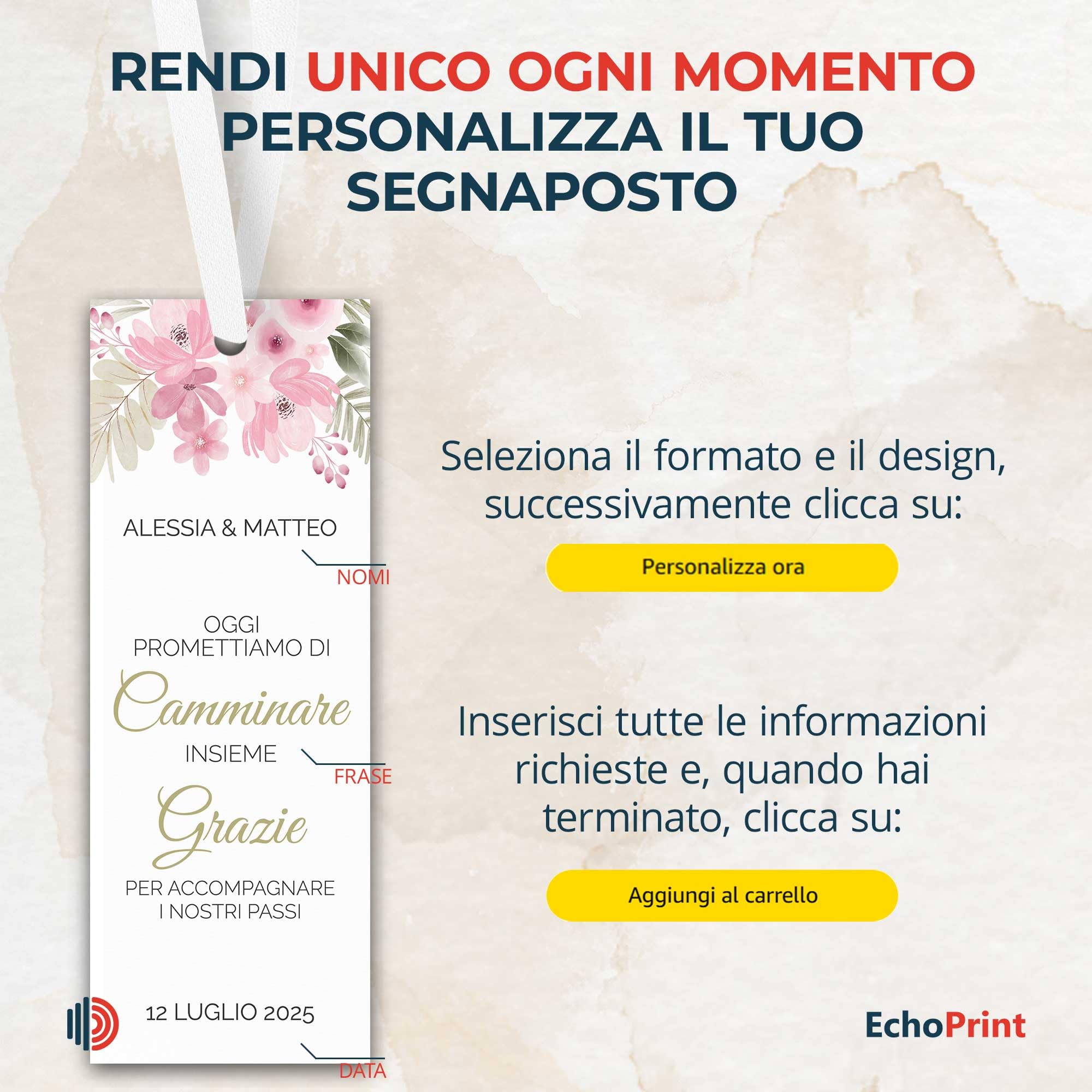 Partecipazioni Matrimonio Personalizzate - 8pz In Carta Martellata 200gr, 16x11.5cm, Stampa Inclusa - Foto 3