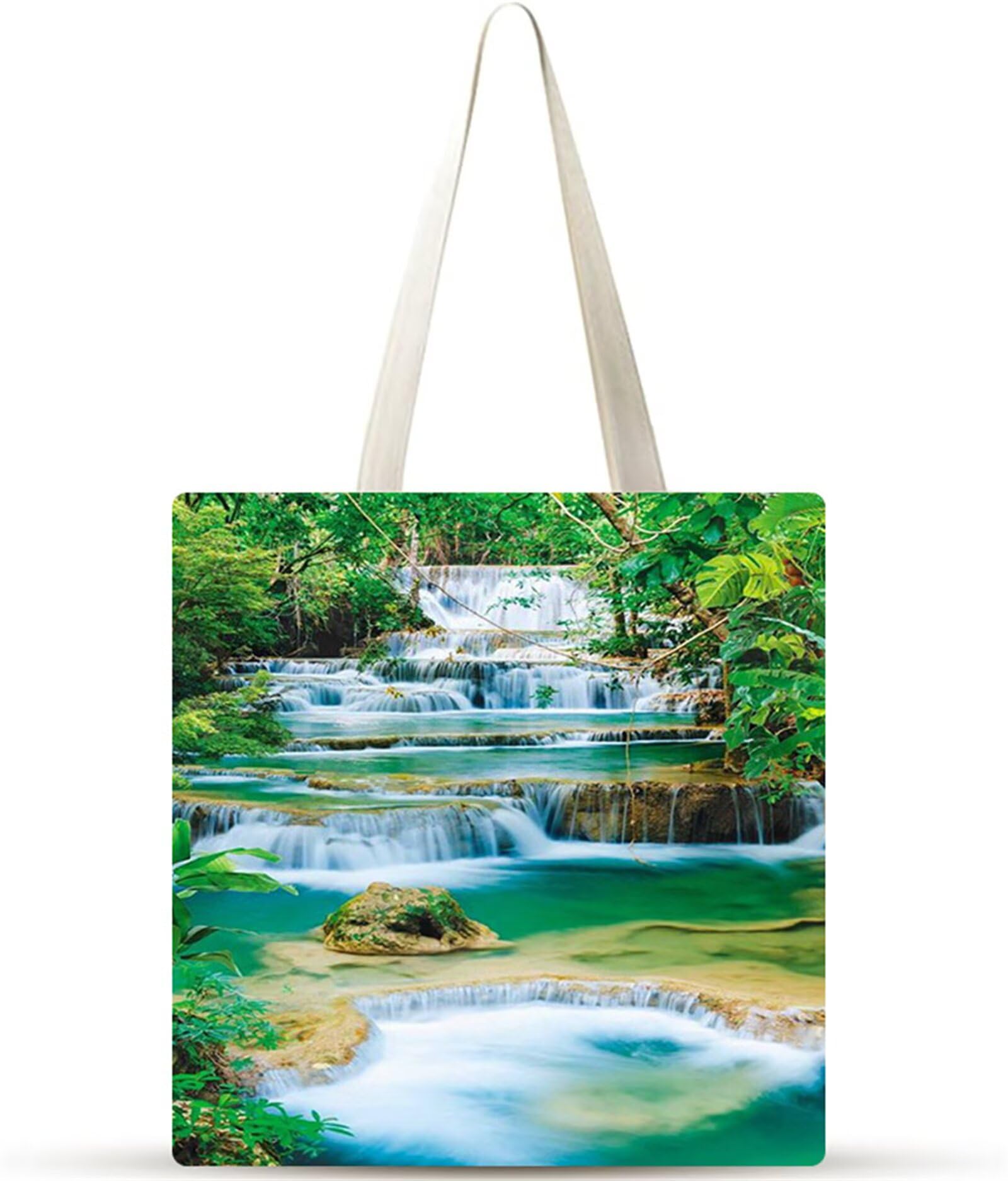 Fiume Cascata Borsa Tela,Tote Bag Tela,Borse per la Shopper Lavabili,Senza cerniera Borsa Tela,Canvas Tote Bag da Donna Regali per Shopping,Scuola,Viaggi,Spiaggia