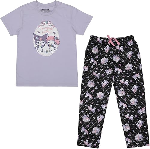 Miniatura 6 de Bioworld Kuromi  My Melody - Conjunto de ropa de dormir lavanda para mujer Multi colorido