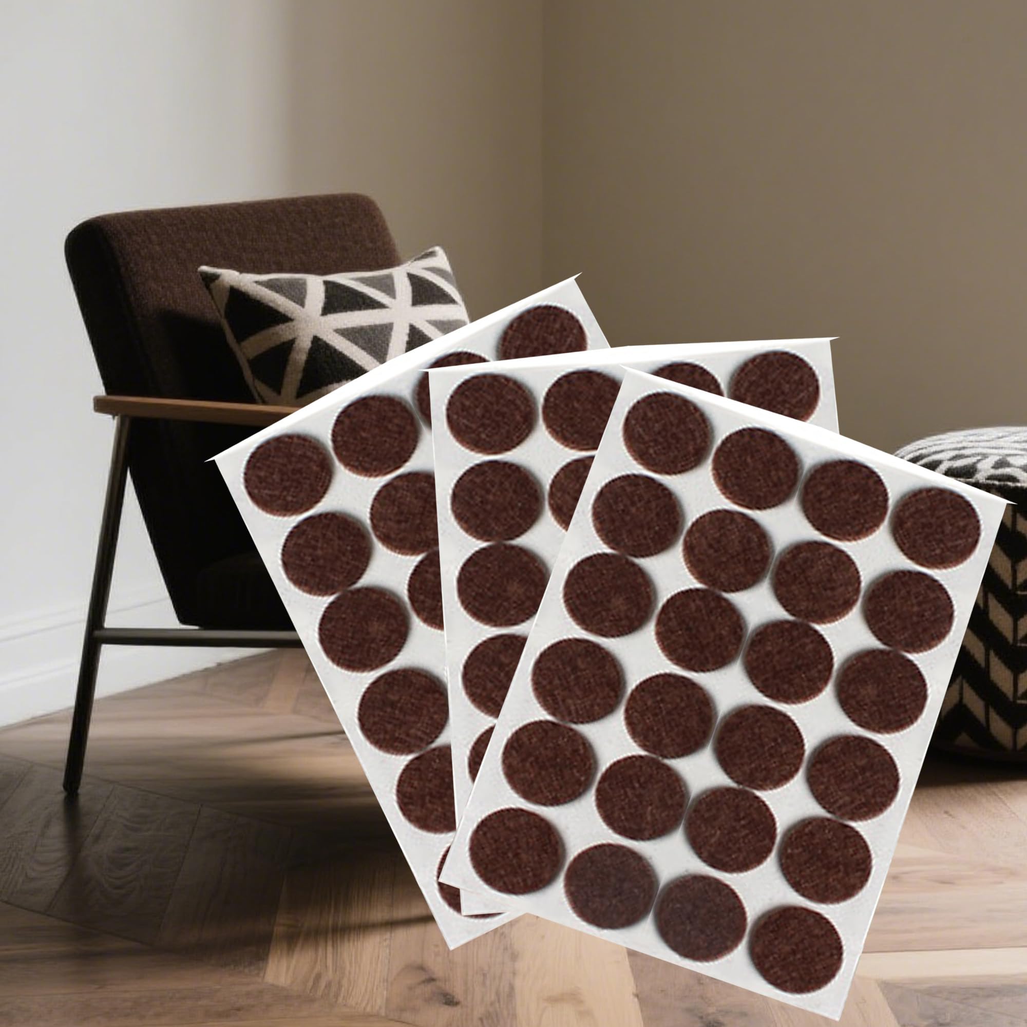 Furniture Pads for Hardwood Floors, 72PCS 22mm Brown Round Felt Furniture Sliders, Floor Protectors for Furniture Feet