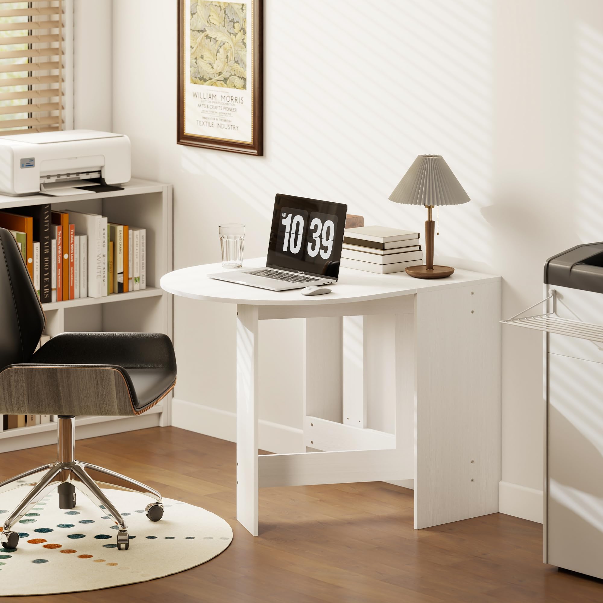 HOMCOM Table à Manger Pliante jusqu'à 6 Personnes Blanc | Table Pliante Cuisine Ovale, pour Petits Espaces, Salle à Manger
