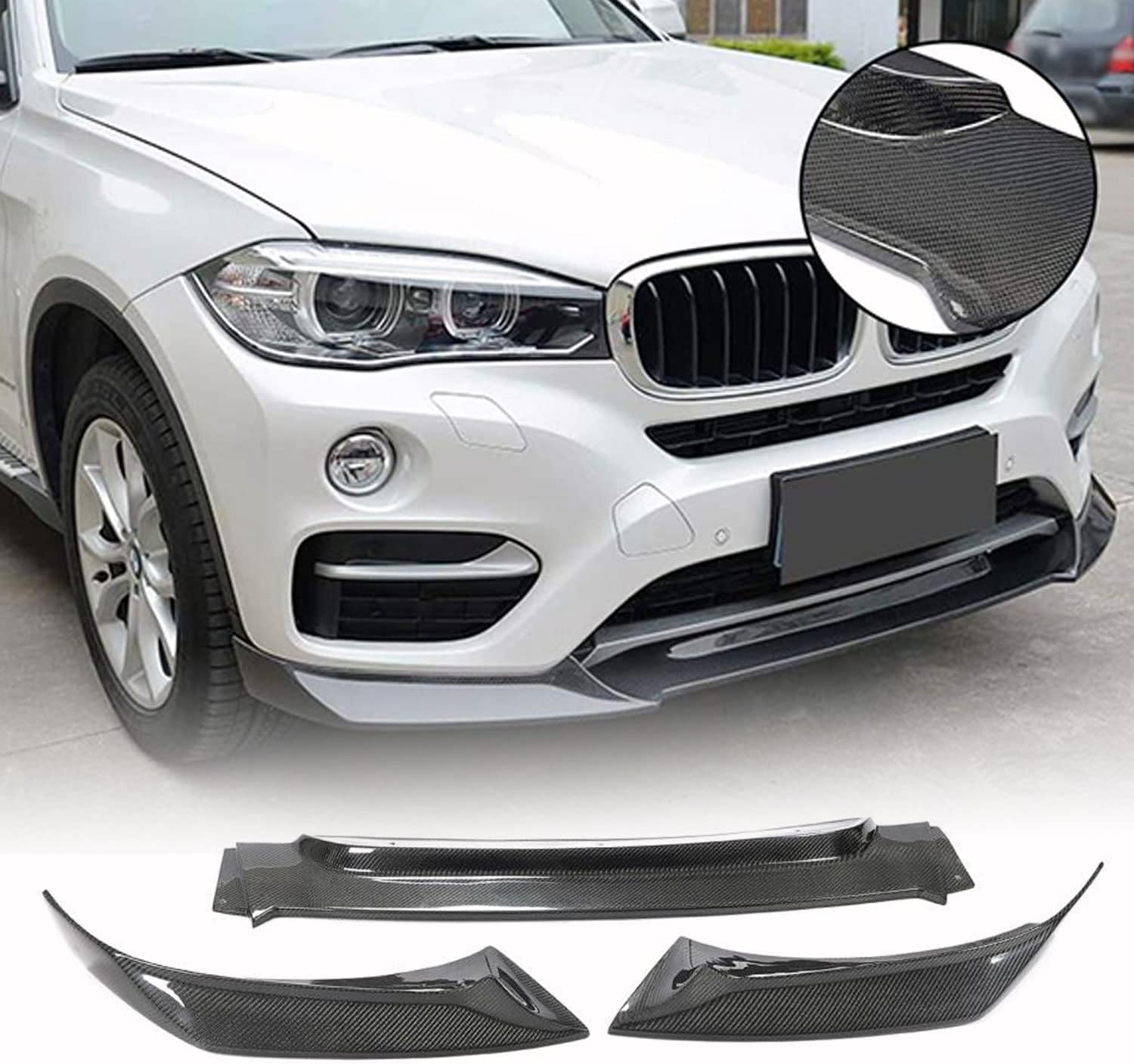 Real Carbon Fiber Front Bumper Lip for BMW F16 X6 Standard Bumper 2014-2018 Front Chin Spoiler Splitter Protector (3PCS)