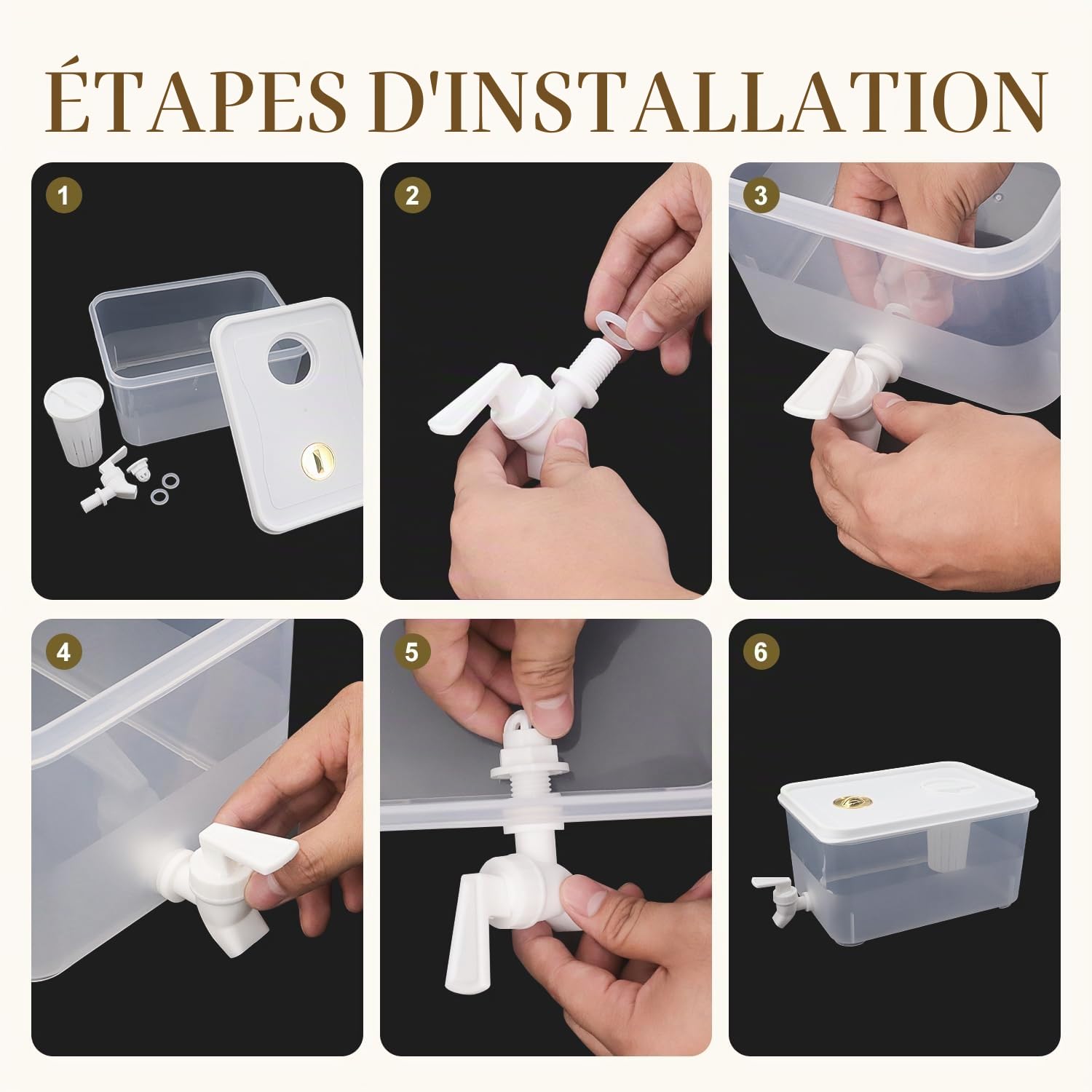 Distributeur de boissons de 5 L avec robinet, distributeur d'eau et de jus de fruits pour réfrigérateur avec filtre et date de stockage, distributeurs de boissons glacées pour lait, thé glacé